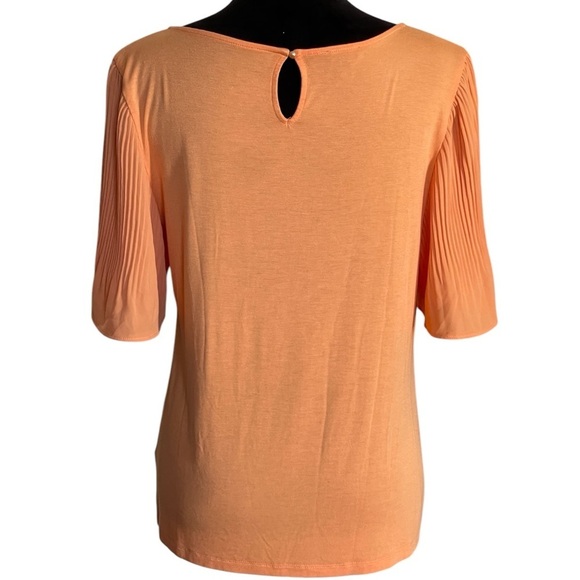TALBOTS PLEATED CORAL CREW NECK TEE SZ MED - Picture 8 of 12